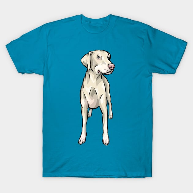 White Doberman Dog | Natural Ears Uncropped T-Shirt by Shirin Illustration